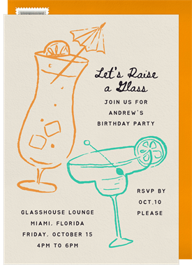 'Tropical Toast' Adult Birthday Invitation