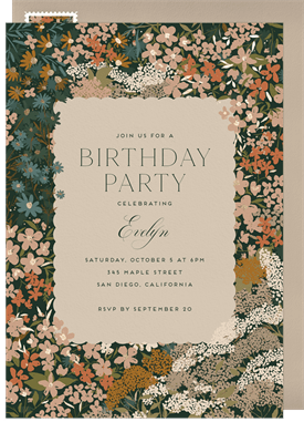 'Vintage Petals' Adult Birthday Invitation