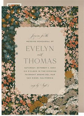 'Vintage Petals' Rehearsal Dinner Invitation