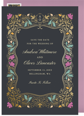 'Flowing Botanicals' Wedding Save the Date