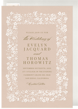 'Trailing Floral Border' Wedding Invitation