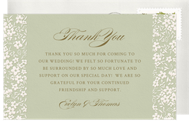 'Trailing Floral Border' Wedding Thank You Note