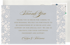 'Trailing Floral Border' Wedding Thank You Note