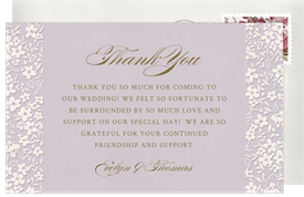 'Trailing Floral Border' Wedding Thank You Note