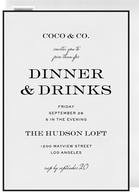 'Elegant Line' Dinner Invitation