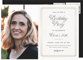 'Foiled Borders' Adult Birthday Invitation