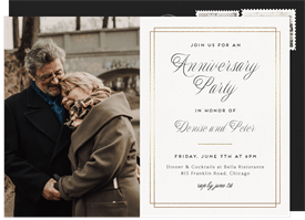 'Foiled Borders' Anniversary Party Invitation