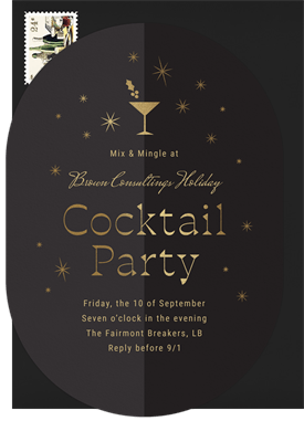 'Gilded Glass' Business Holiday Party Invitation