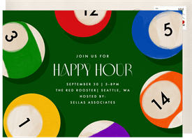 'Bold Billiards' Happy Hour Invitation