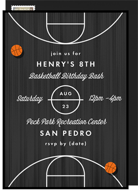 'Basketball Court' Kids Birthday Invitation