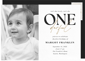 'One Derful' Kids Birthday Invitation