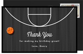 'Basketball Court' Kids Birthday Thank You Note