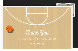 'Basketball Court' Kids Birthday Thank You Note