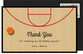 'Basketball Court' Kids Birthday Thank You Note