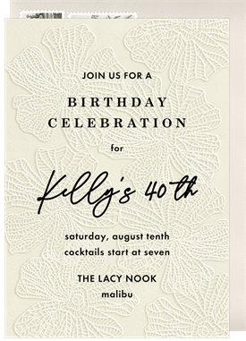 'Lacy Florals' Adult Birthday Invitation