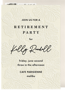'Lacy Florals' Retirement Invitation