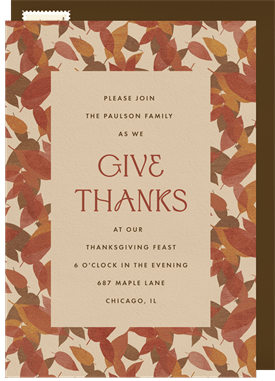 'Autumn Leaves' Thanksgiving Invitation