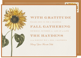 'Vintage Sunflower' Fall Party Invitation