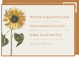 'Vintage Sunflower' Thanksgiving Invitation
