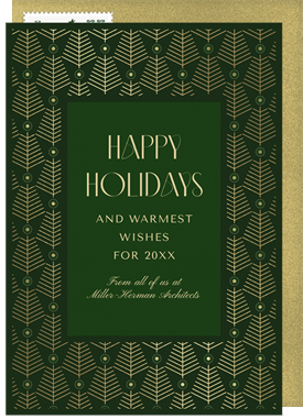 'Foiled Forest Wishes' Business Holiday Greetings Card