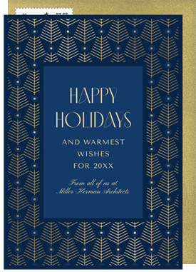 'Foiled Forest Wishes' Business Holiday Greetings Card