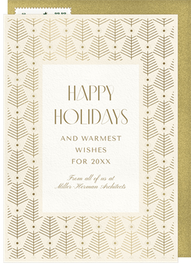 'Foiled Forest Wishes' Business Holiday Greetings Card
