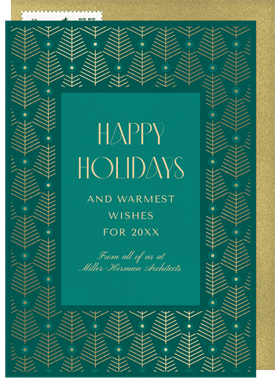 'Foiled Forest Wishes' Business Holiday Greetings Card