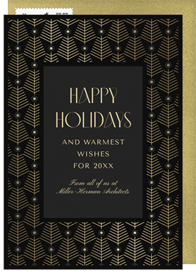 'Foiled Forest Wishes' Business Holiday Greetings Card