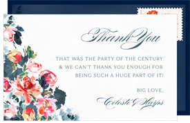 'Vibrant Fleurs' Wedding Thank You Note