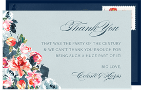 'Vibrant Fleurs' Wedding Thank You Note