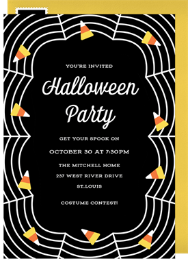 'Candy Corn Web' Halloween Invitation