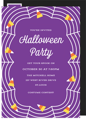 'Candy Corn Web' Halloween Invitation