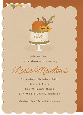 'Little Pumpkin Cake' Baby Shower Invitation