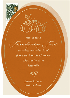 'Foiled Pumpkins' Thanksgiving Invitation