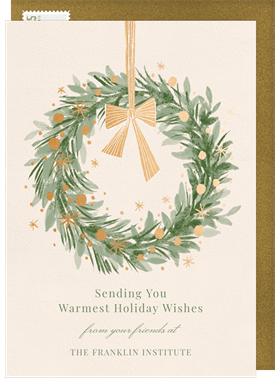 'Shimmering Wreath' Business Holiday Greetings Card