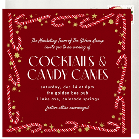 'Playful Candy Canes' Business Holiday Party Invitation