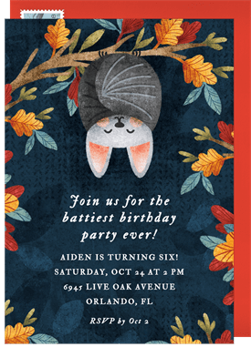 'Battiest Celebration' Kids Birthday Invitation