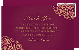 'Mehndi' Wedding Thank You Note