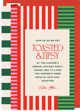 'Bold Festive Stripes' Holiday Party Invitation