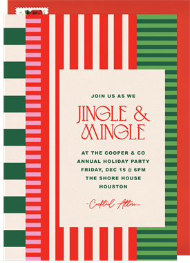 'Bold Festive Stripes' Business Holiday Party Invitation
