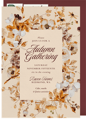 'Elegant Autumn Florals' Thanksgiving Invitation