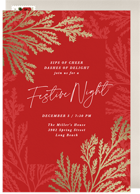 'Scattered Sprigs' Holiday Party Invitation