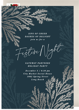 'Scattered Sprigs' Business Holiday Party Invitation