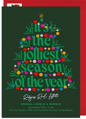 'Jolly Tree' Business Holiday Party Invitation