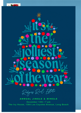 'Jolly Tree' Business Holiday Party Invitation