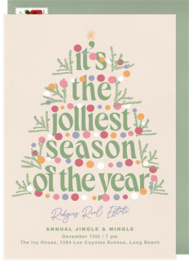 'Jolly Tree' Business Holiday Party Invitation