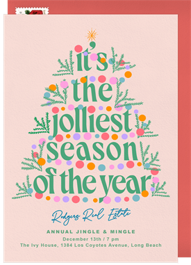 'Jolly Tree' Business Holiday Party Invitation