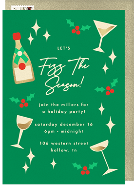 'Champagne Shimmer' Holiday Party Invitation