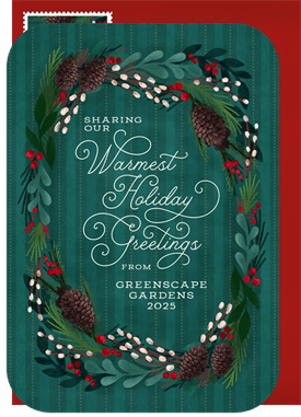 'Wreath Whimsy' Business Holiday Greetings Card