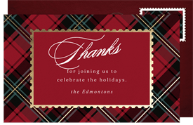 'Rich Tartan' Christmas Party Thank You Note